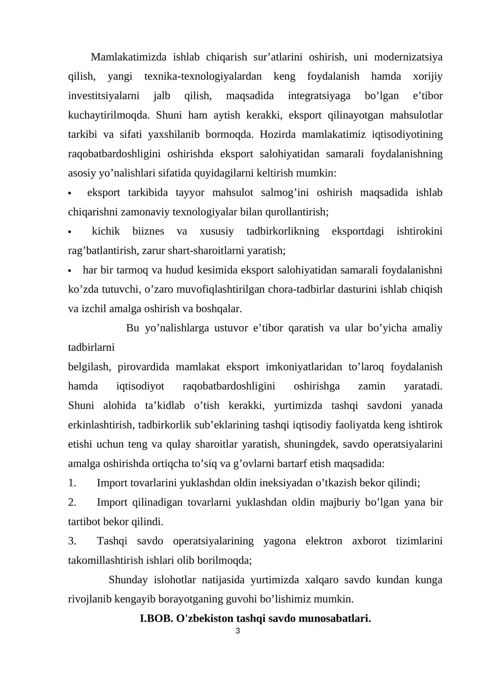 Mavzu: O'zbekiston tashqi savdo munosabatlari geografiyasining sifat jihatidan o'zgarib borishi 3