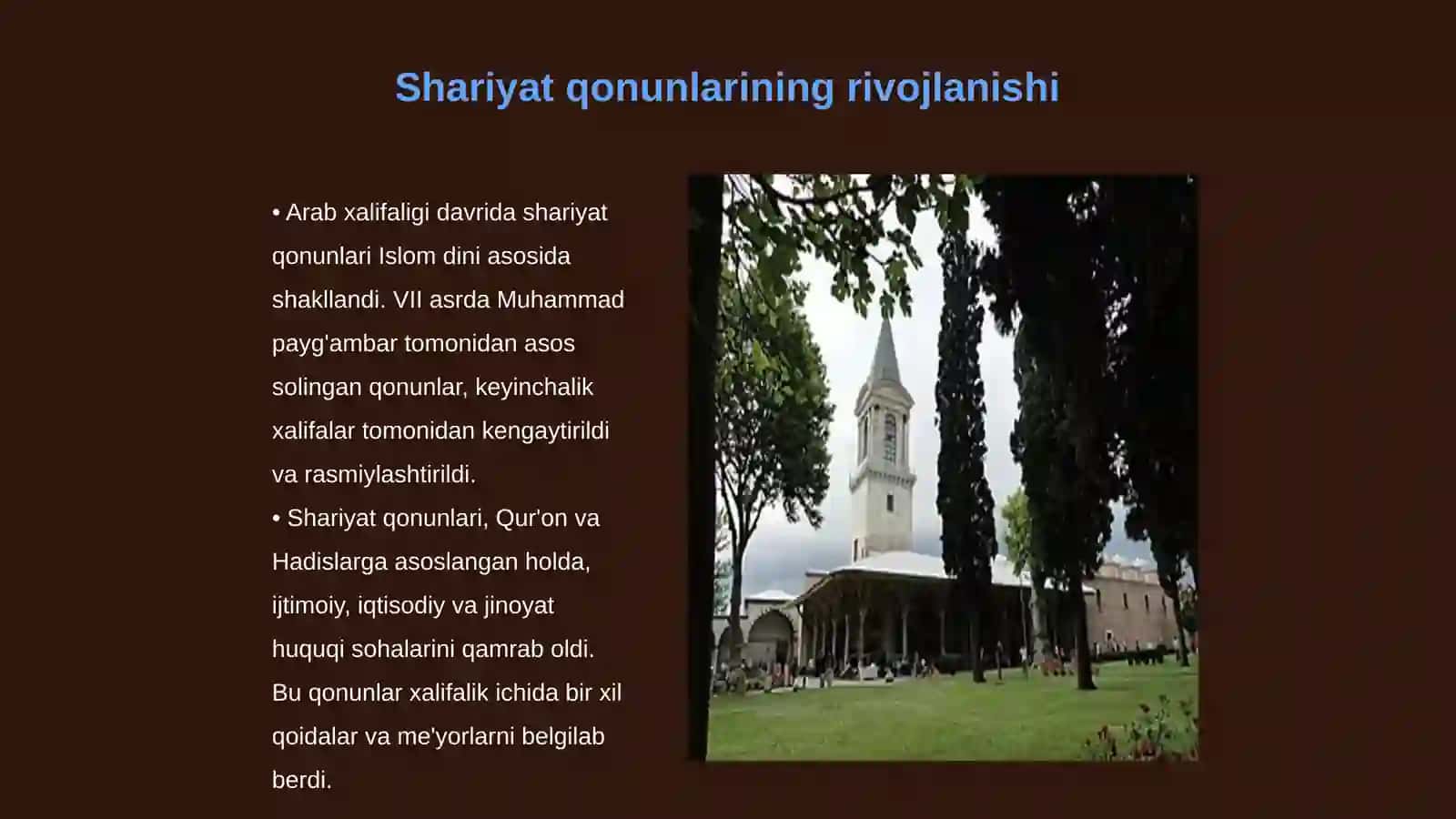 Arab xalifaligida shariyat boʻyicha jinoyat huquqi va sud ishlarini yuritish tartibi 3