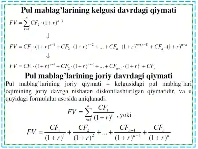 Pul mablag’larining vaqt bo‘yicha qiymati kontseptsiyasi 3