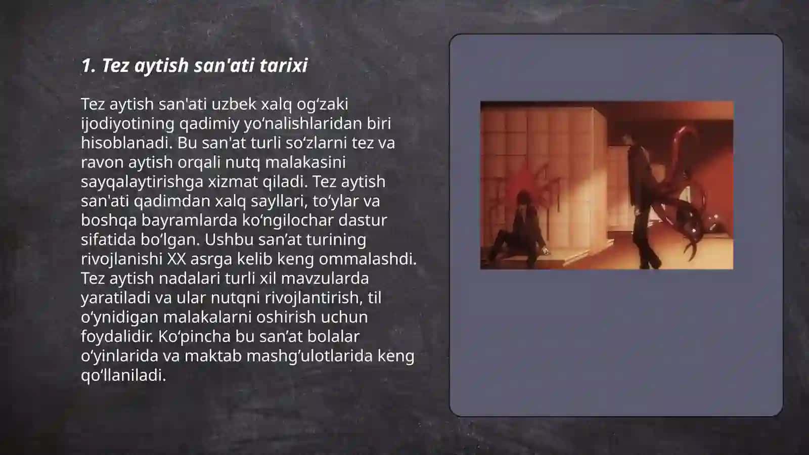 Tez aytishning janriy tasnifi haqida slayd 3
