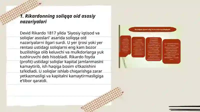 GʻARB iqtisodchisi Devid Rikardoning soliq toʻgʻrisidagi nazariy qarashlari 3