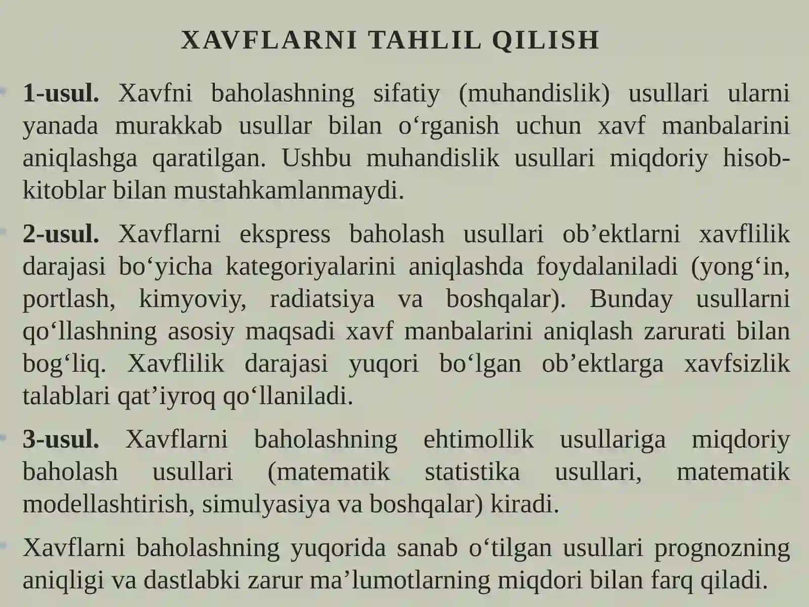 Faoliyat xavfsizligini tahlil qilish. 3