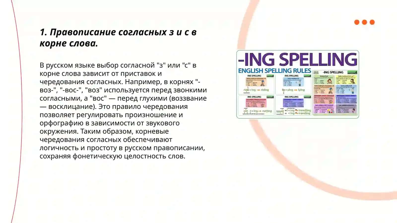 Правописание согласных звуков з,с в корне слова 3