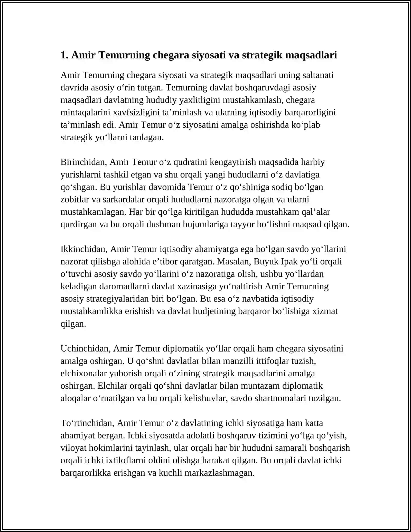 AMIR TEMURNING DAVLAT CHEGARALARINI MUSTAHKAMLASHI 3