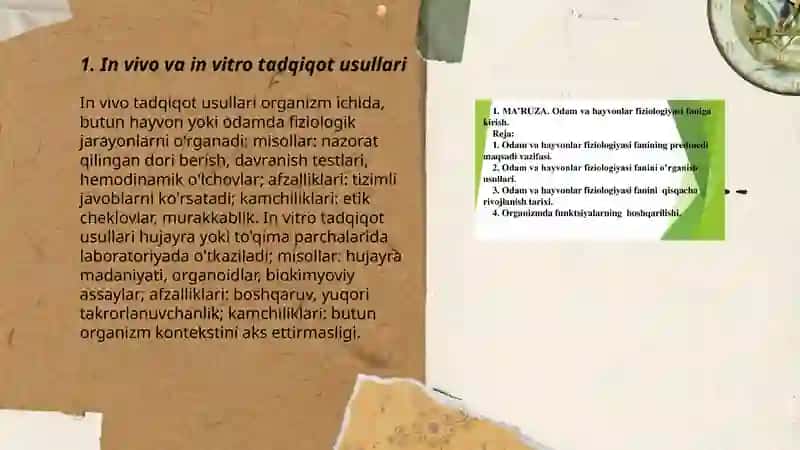 Odam va hayvonlar fiziologiyasining tadqiqot usullari 3