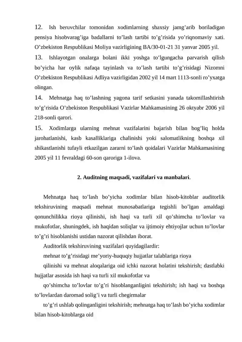Xodimlar bilan hisob-kitoblar auditining me’yoriy asoslari 3
