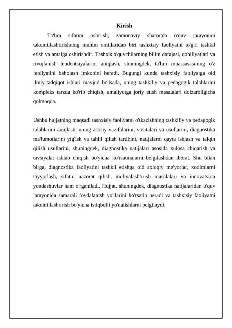 Diagnostik tadbirlarni otkazishga qoyiladigan tashkiliy-pedagogik talablari 3