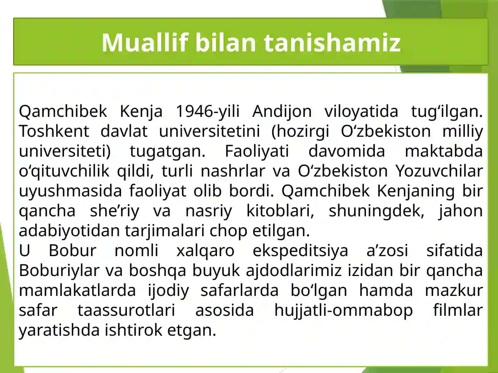 Qamchibek  Kenja. ''Baliqovi'' 3
