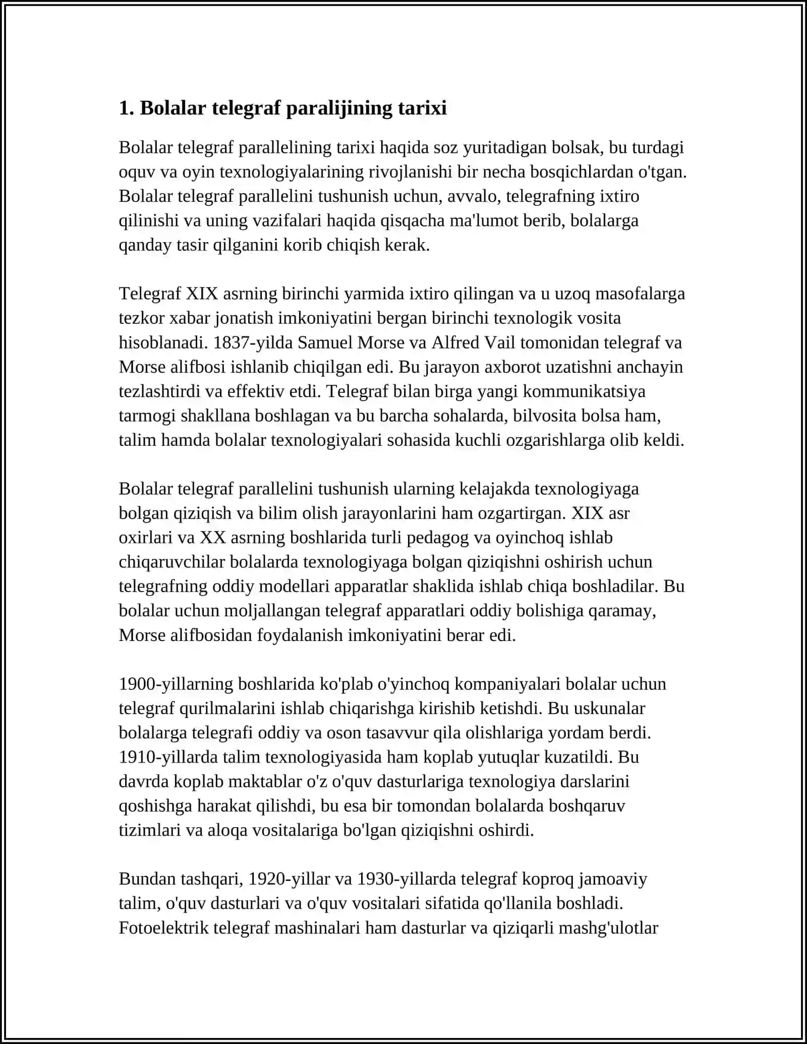 BOLALAR TELEGRAF PARALIJI 3
