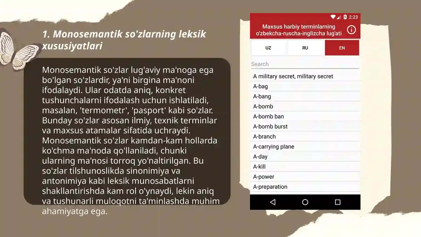 Monosemantik so'zlarning leksik xususiyatlari 3