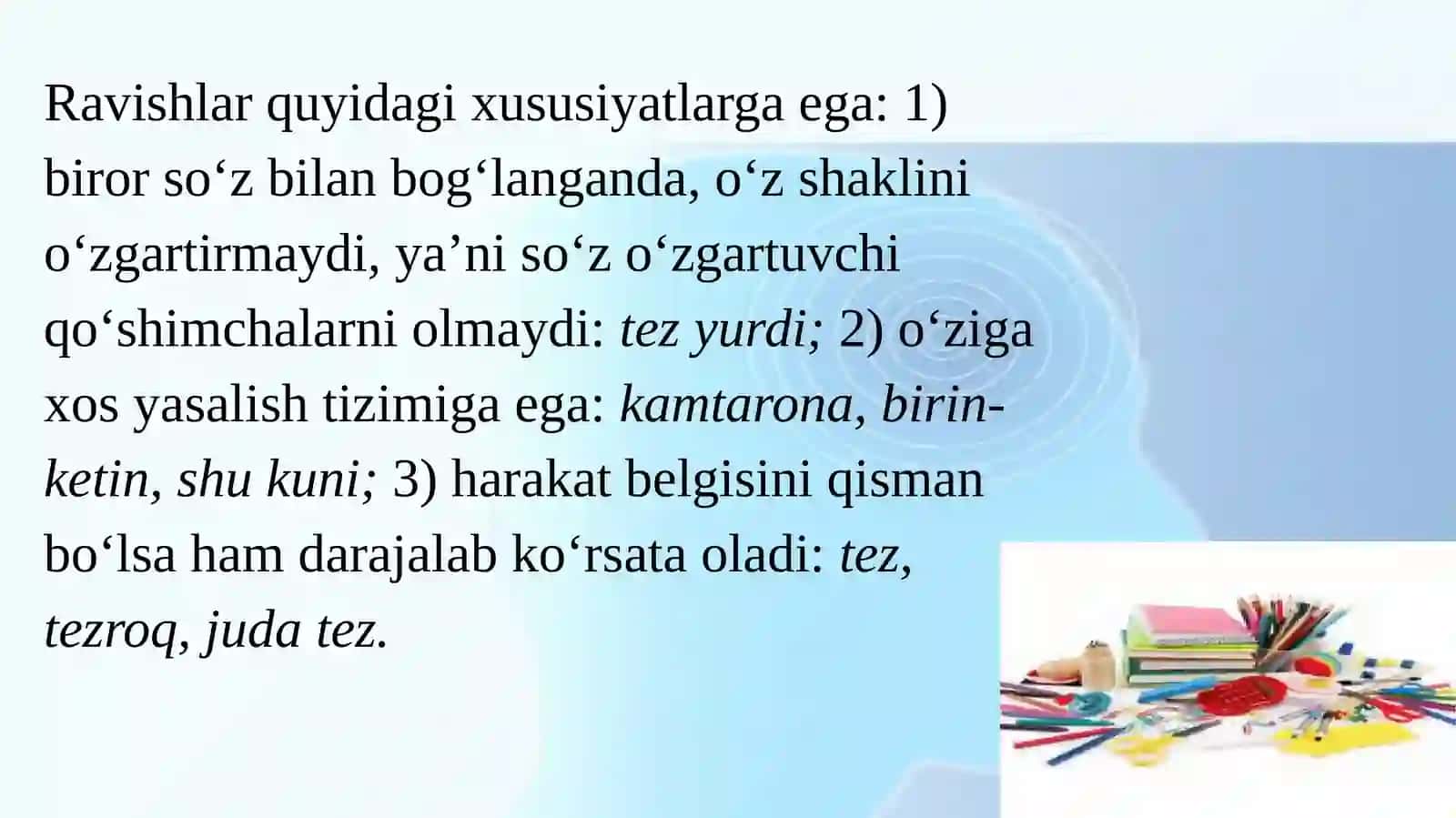 Ravish so‘z turkumi, uning leksik-grammatik xususiyatlari 3