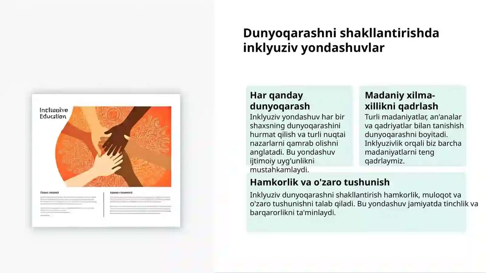 Inklyuzif ta'lim: Yangi dunyoqarash 3