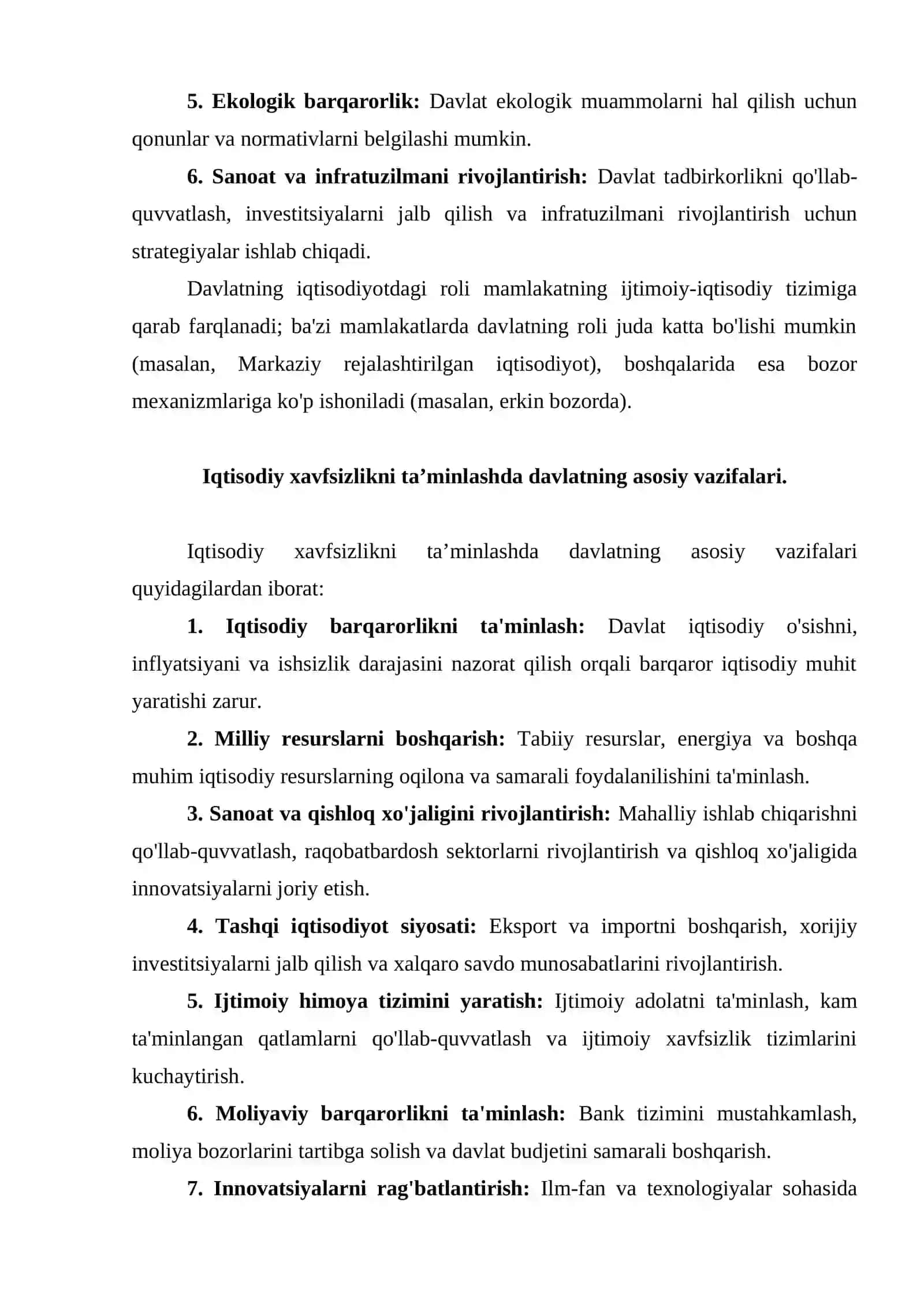 IQTISODIYOTNI DAVLAT TOMONIDAN TARTIBGA SOLISH VA IQTISODIY XAVFSIZLIK 3
