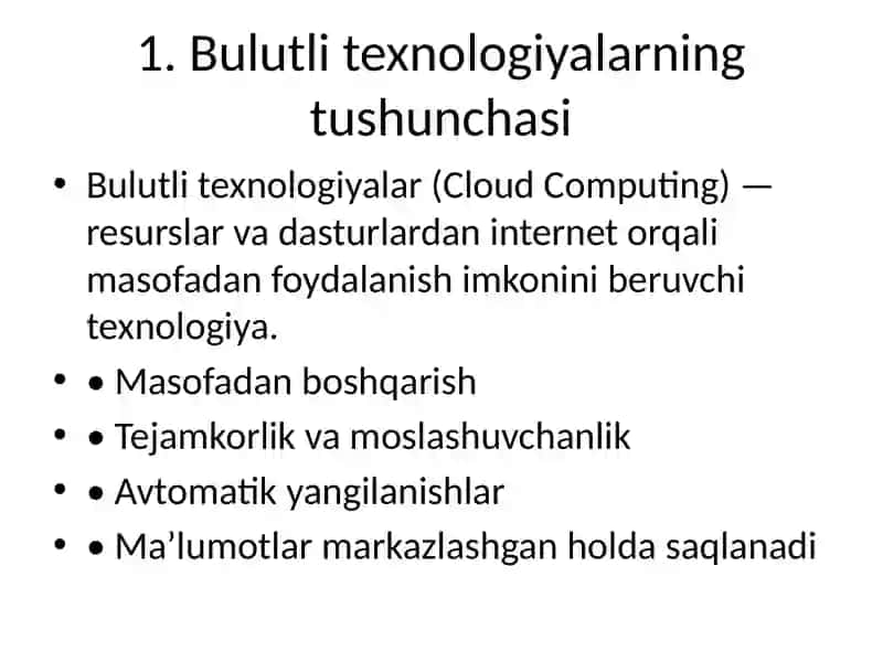 Bulutli texnologiyalar va ular bilan ishlash 3