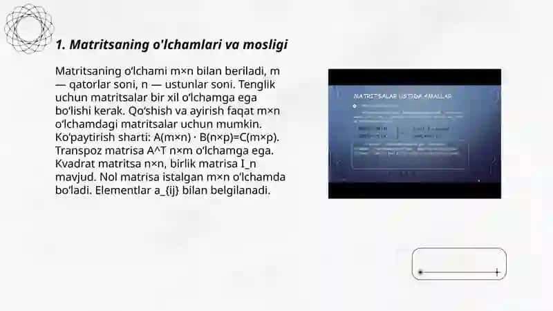 Matritsaning xossalari 3