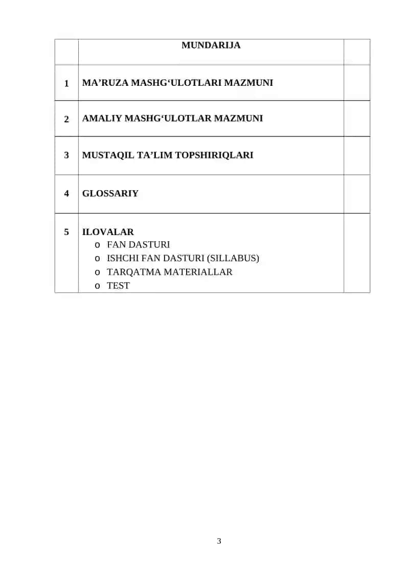 PEDAGOGIK TEXNOLOGIYALAR fanidan o‘quv-uslubiy majmua 3