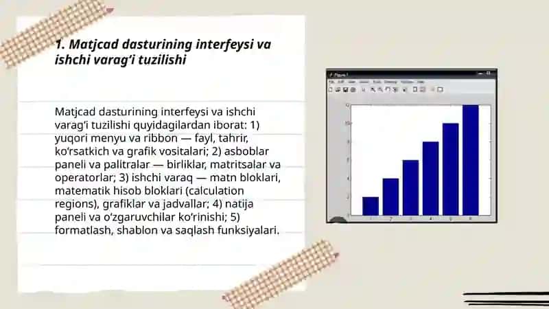 Matjcad dasturini tasvir va grafiklar, dasturlash funksiyalari 3