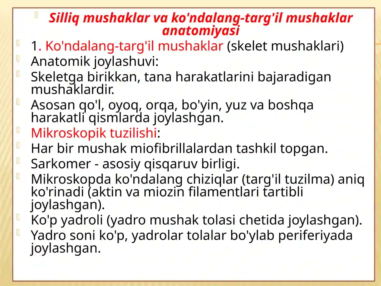Silliq vako’nda lang turg'il mushaklar fiziologik farqlari 3