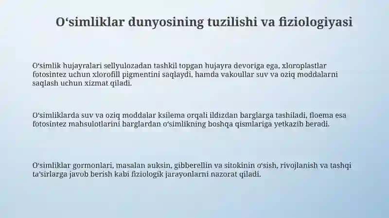 O‘simliklar dunyosi va ularni hayot tarzi haqidagi bilimlar 3