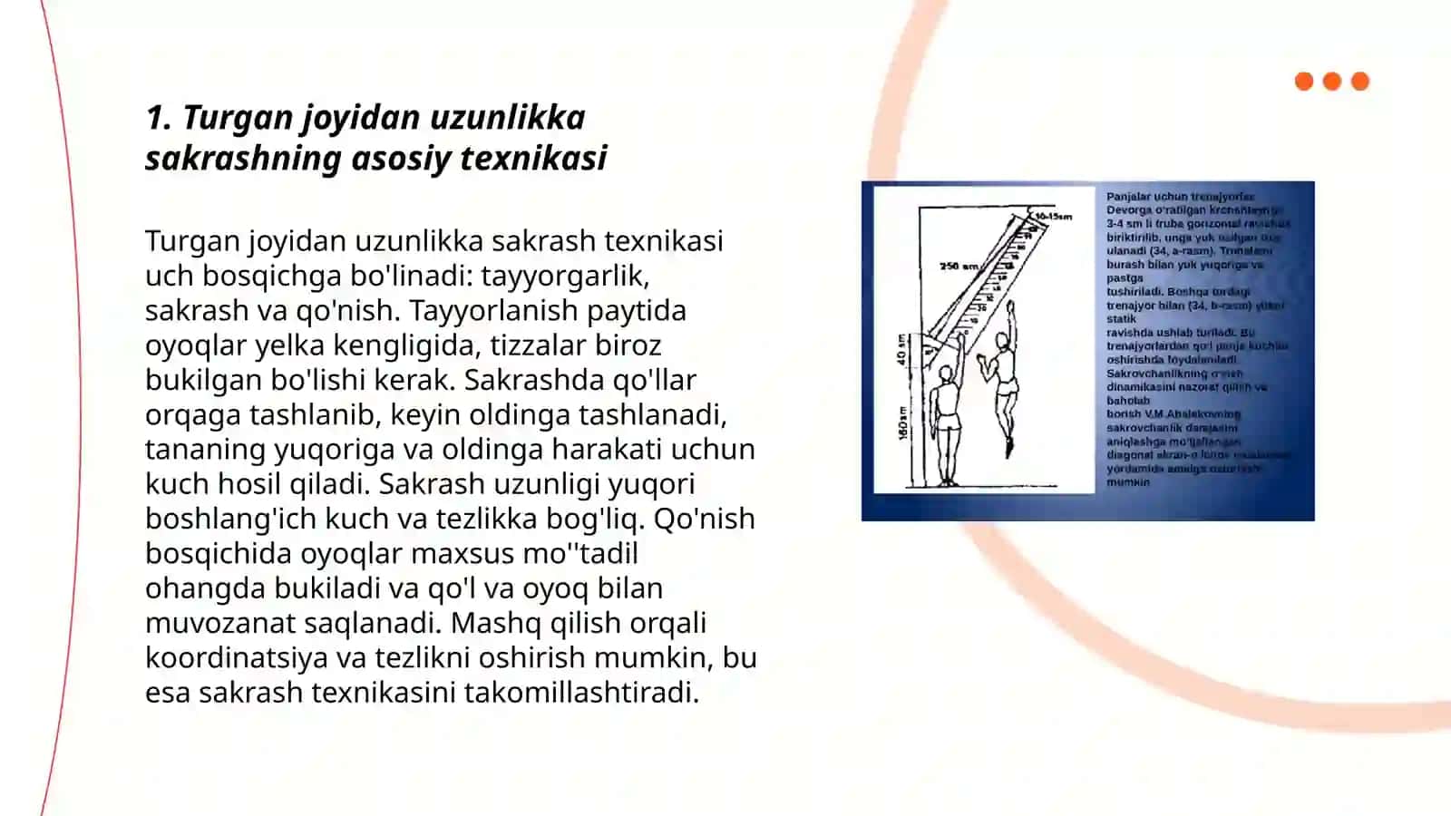 Turgan joyidan uzunlikka sakrash texnikasi 3