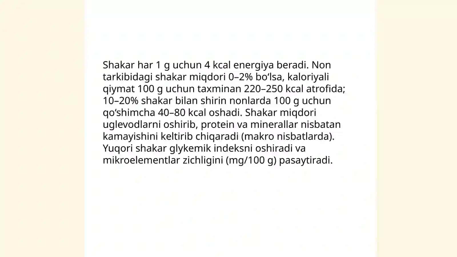 Shakarning non mahsulotlarida funksional oʼrni 3