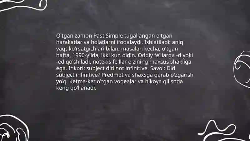 O'tgan zamon (Past Simple) 3