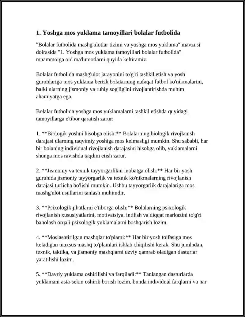 Yoshga mos yuklama tamoyillari bolalar futbolida 3
