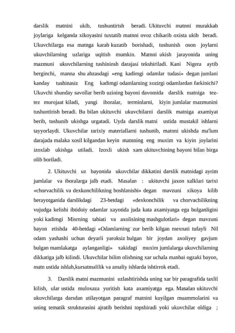 Tarix Darsligi Matni va Tarixiy Xujjatlar bilan ishlash 3