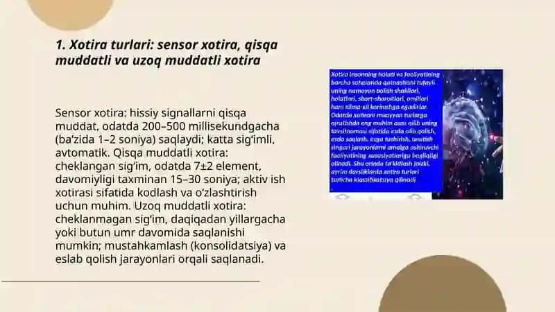 Xotira turlari va uning jarayonlari 3