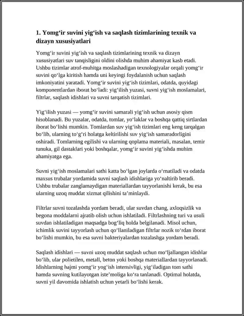 Yomg‘ir suvini yig‘ish va saqlash tizimlarining texnik va dizayn xususiyatlari 3