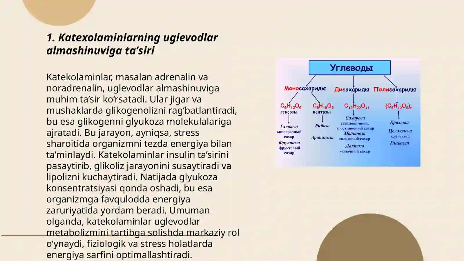 Katexolaminlar va glukokartikoidlarning uglevodlar almashinuviga taʼsiri 3