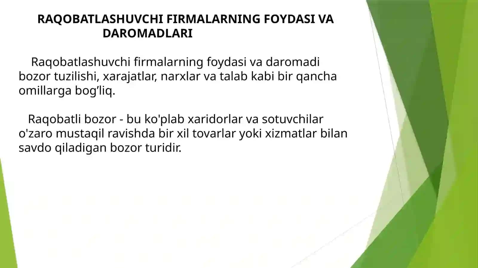 Raqobatlashuvchi firmalarning foydasi va daromadlari 3
