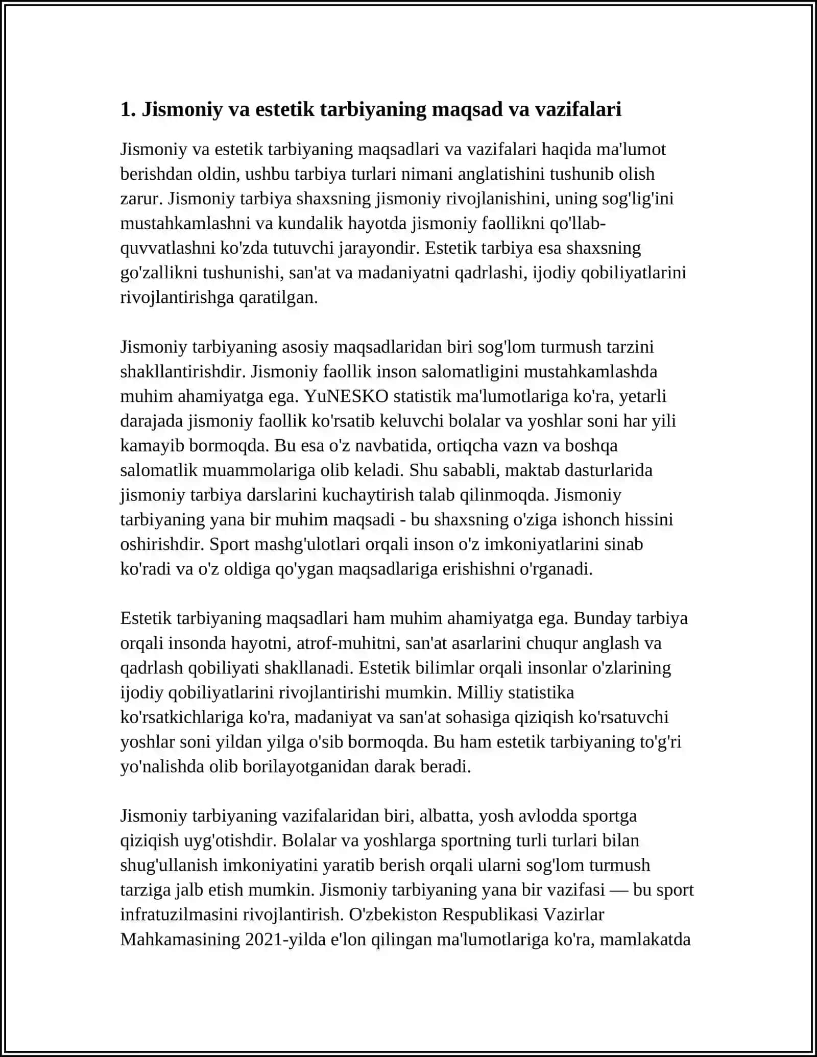 Jismoniy va Estetik Tarbiya 3