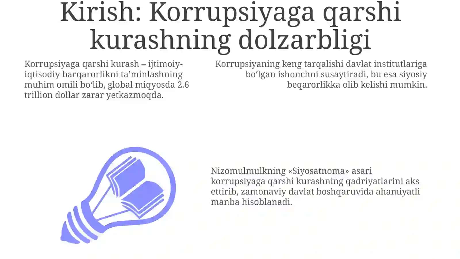 Korrupsiyaga qarshi kurashmexanizmi va Nizomulk "Siyosatnoma" jamiyat boshqaruvida esset tayyorlash 3