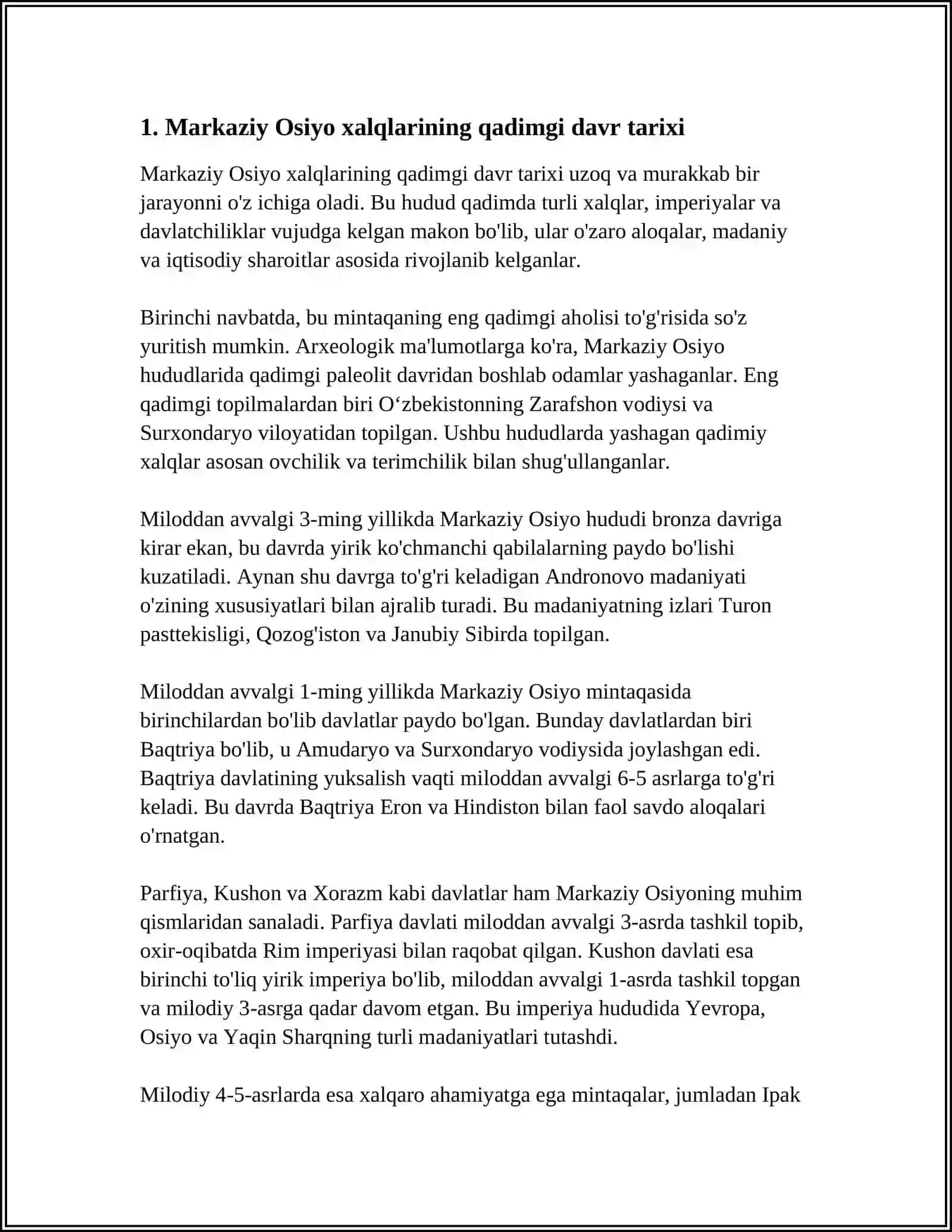 MARKAZIY OSIYO XALQLARI TARIXI, MADANIYATI, ETNOGRAFIYASI MUAMMOLARI 3