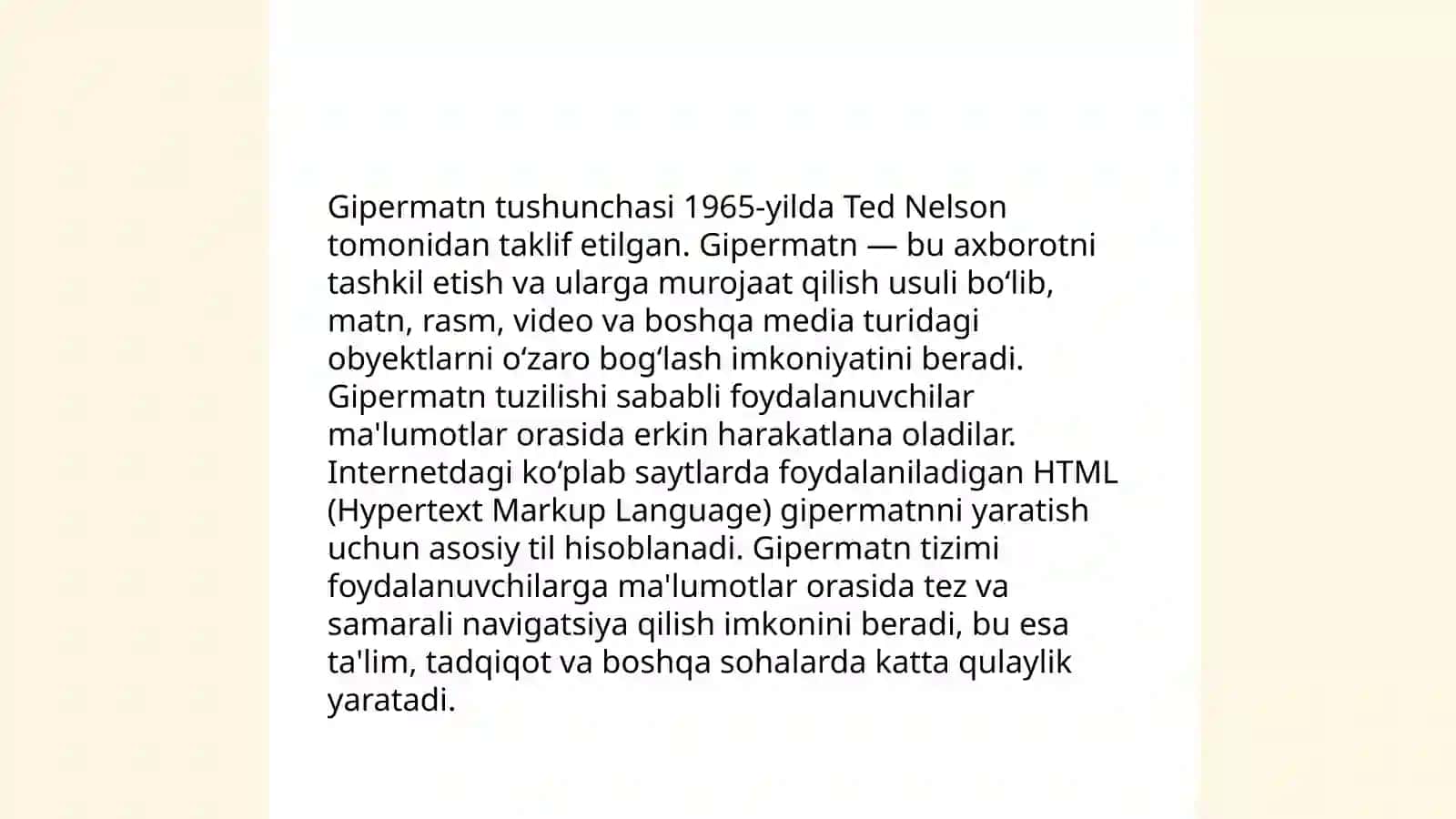 Gipertekst gipermurojaat va gipermedia tushunchalarini tavsiflash 3