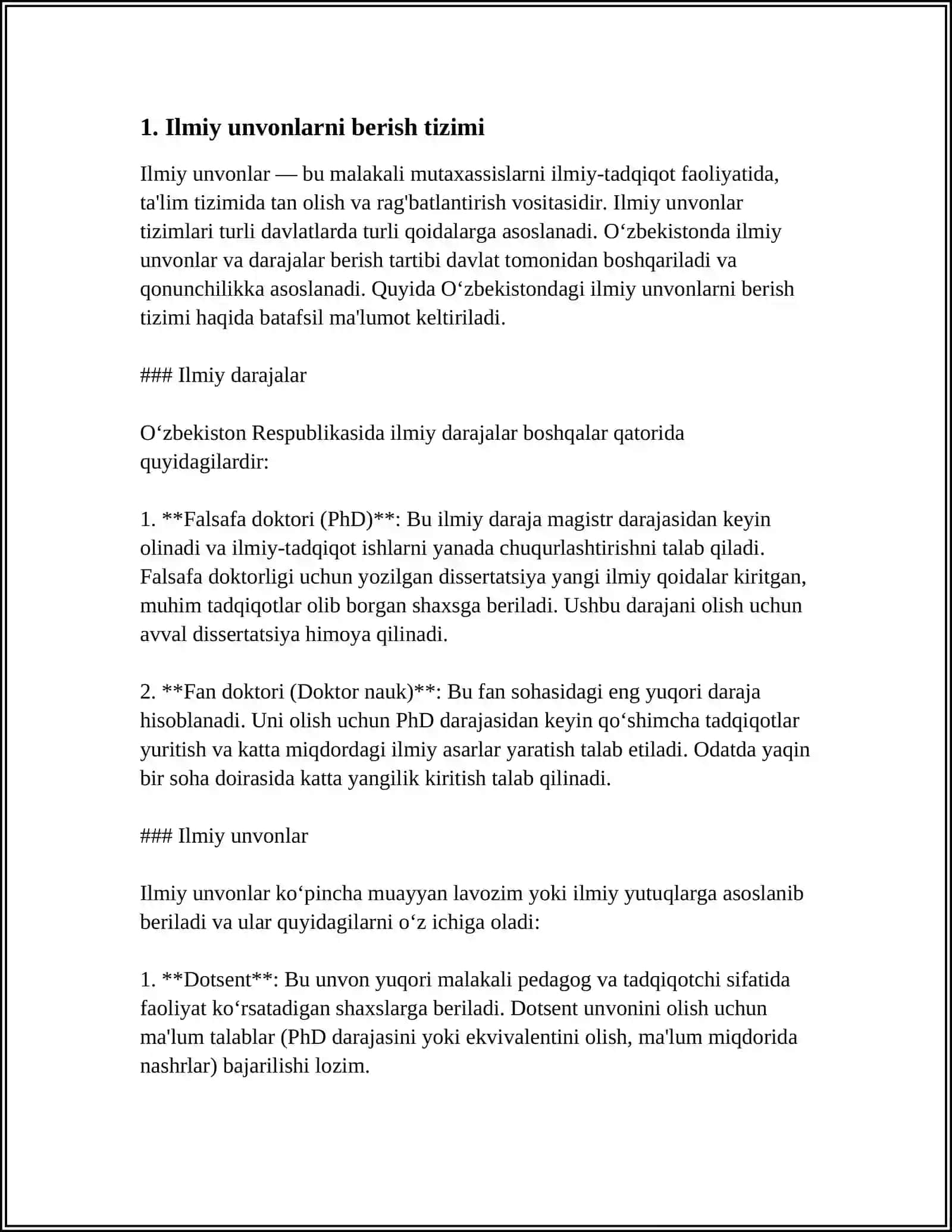 ILMIY DARAJA VA ILMIY UNVON BERISH TARTIBI HAQIDA REFERAT TAYYORLASH 3