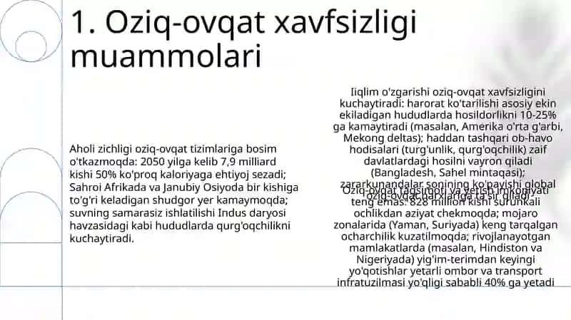 Reja: Oziq-ovqat xavfsizligi muammolari 3