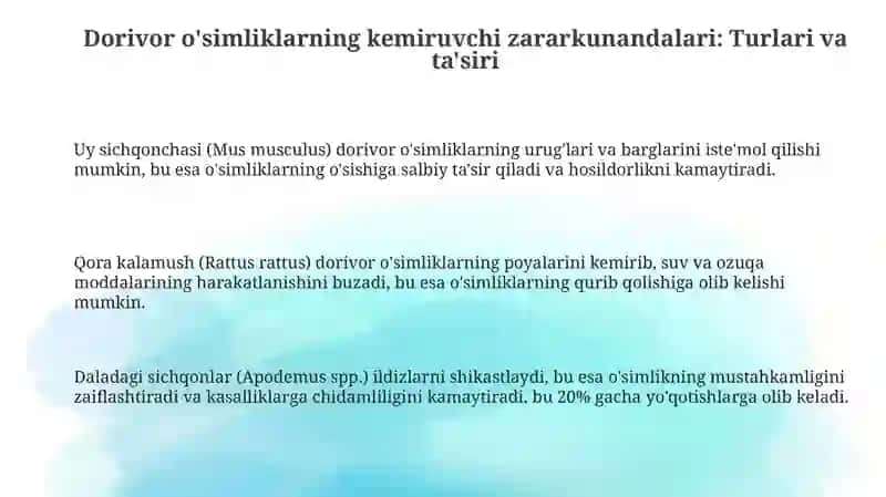 Dorivor o‘sımliklar kemiruvchi zararkunandalarini aniqlash 3