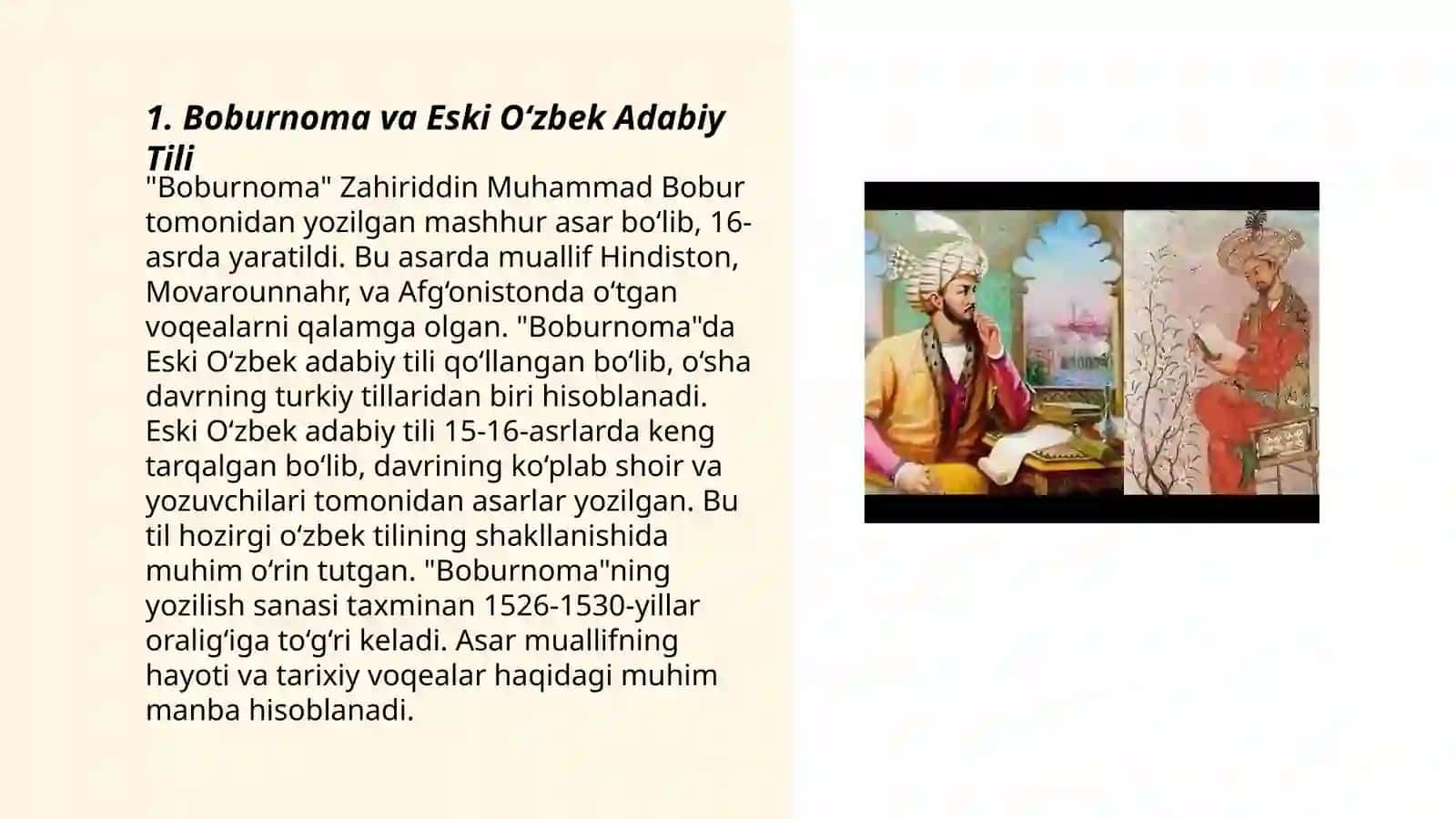 Boburnoma va Eski O‘zbek Adabiy Tili 3