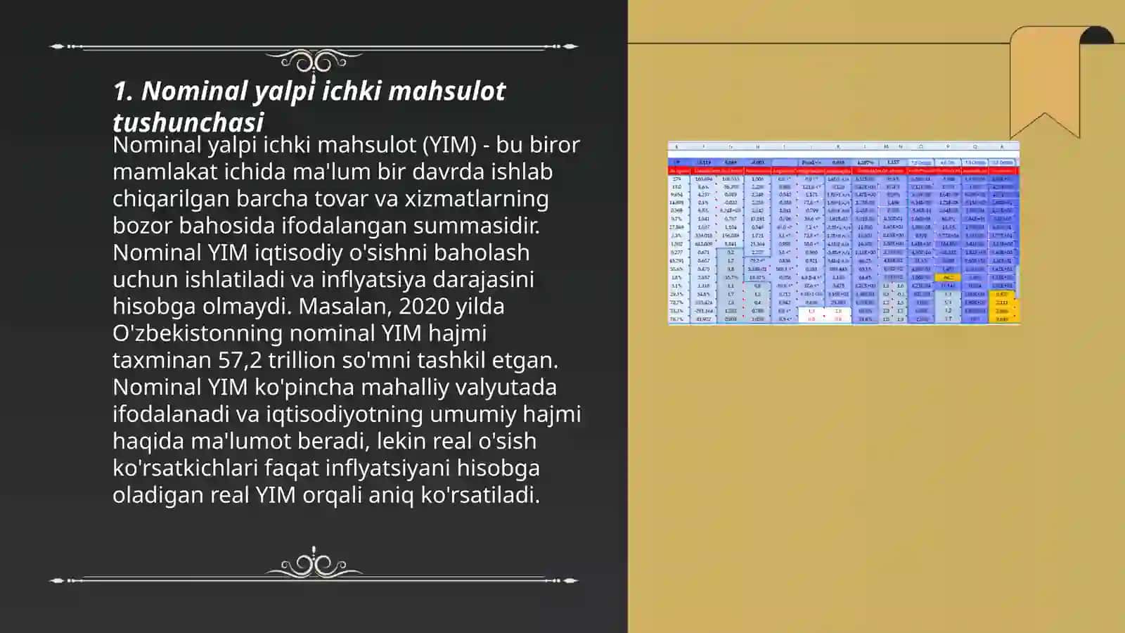 Nominal va real yalpi ichki mahsulot, ularning nisbati va o'zgarish sur'atlari 3