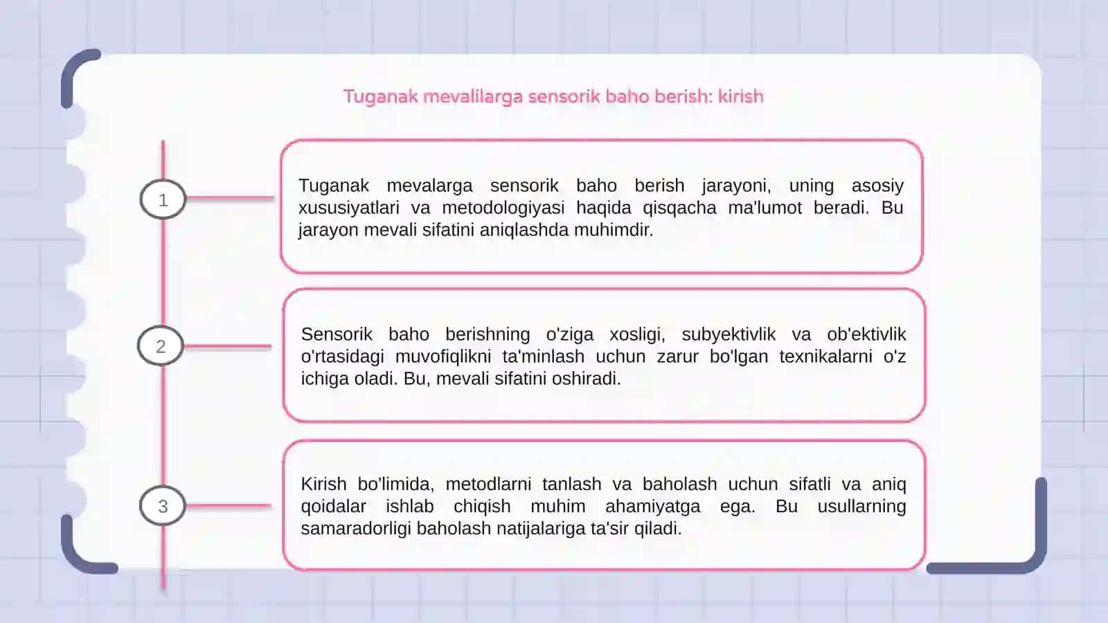 Tuganak mevalilarga sensorik baho berish 3
