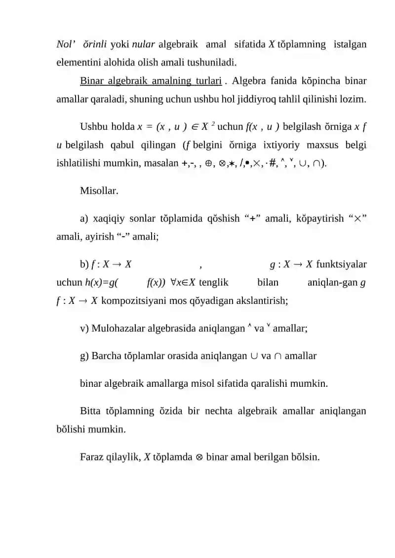 BINAR ALGEBRAIK OPERATSIYALARGA MISOLLAR 3