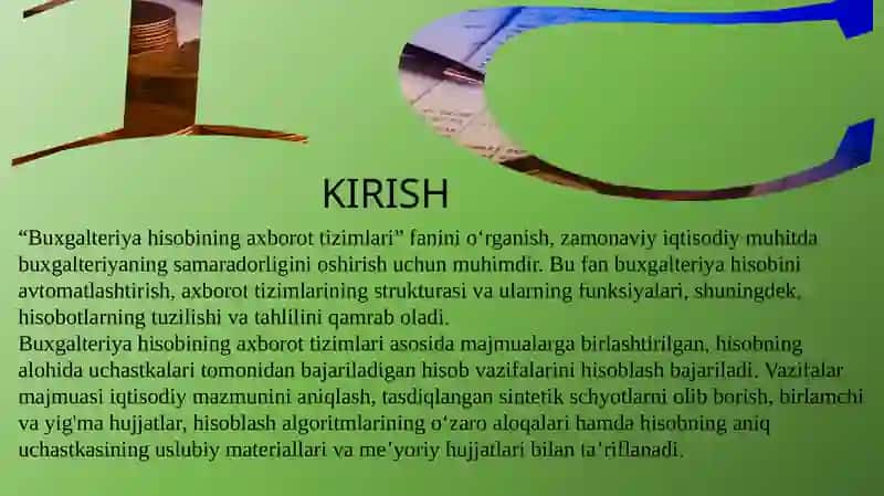 “BUXGALTERIYA HISOBINING AXBOROT TIZIMLARI” FANIGA KIRISH 3
