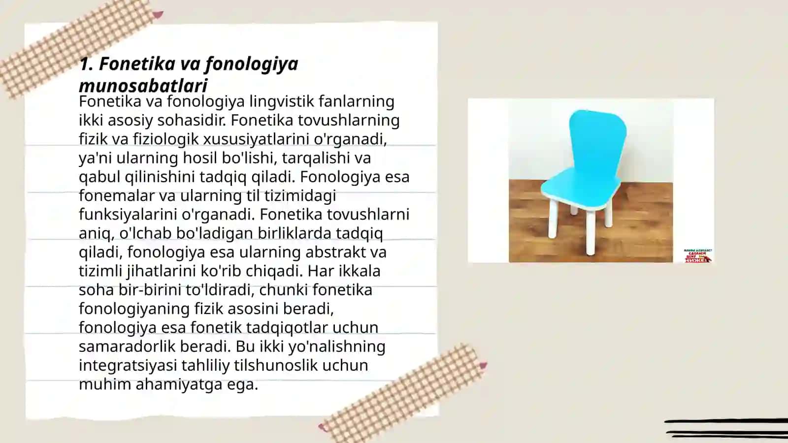 Fonetika bo'limining sathlararo aloqasi 3