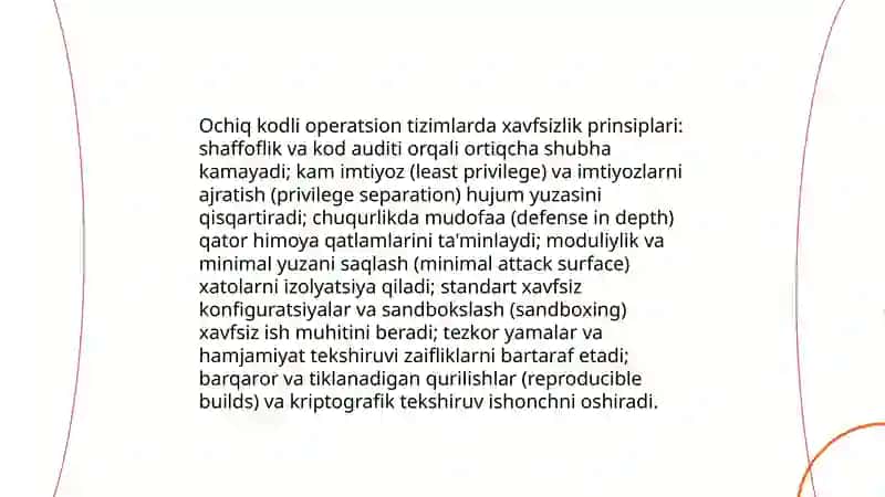 Ochiq kodli operatsion tizimlarning xavfsizlik arxitekturasi va uning afzalliklari 3