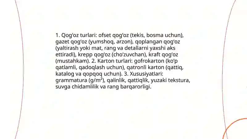 Qogʻoz va karton bilan ishlash darslarining mazmuni 3