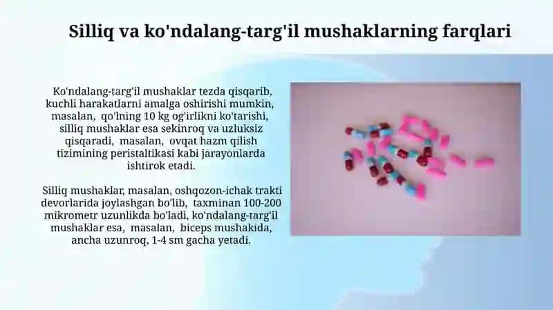 Ta'sirlanish qonunlari tibbiyotga axamyati silliq va ko'ndalang mushaklar fizalogik farqlari 3
