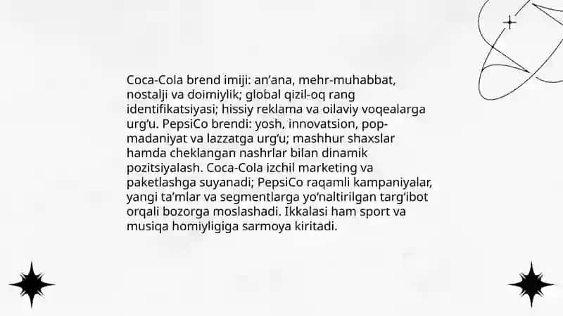 Coca-Cola va PepsiCo stratejiyalarning taqqoslanishi 3