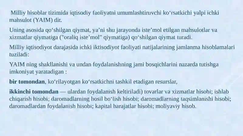 Milliy hisoblar tizimi va makroiqtisodiy koʼrsatkichlar tizimi 3